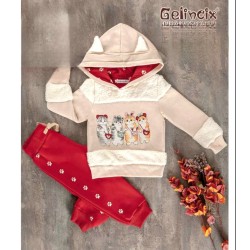 Луксозен ватиран комплект с качулка с уши Котета Луксозен ватиран комплект с качулка с уши Котета