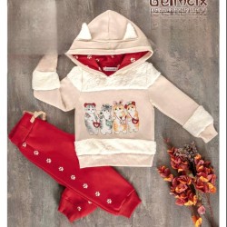 Луксозен ватиран комплект с качулка с уши Котета Луксозен ватиран комплект с качулка с уши Котета