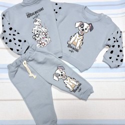 Бебешки ватиран комплект в сиво Далматинци Бебешки ватиран комплект в сиво Далматинци