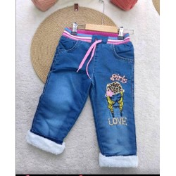 Ватирани зимни детски дънки  Барби