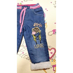 Ватирани зимни детски дънки  Барби