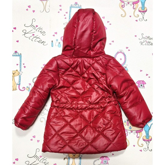 Детско зимно яке в червено с качулка Детско зимно яке в червено с качулка