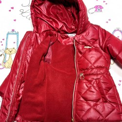 Детско зимно яке в червено с качулка Детско зимно яке в червено с качулка
