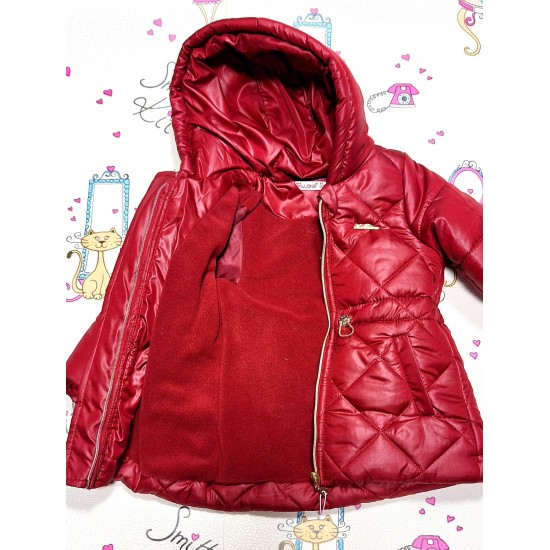 Детско зимно яке в червено с качулка Детско зимно яке в червено с качулка
