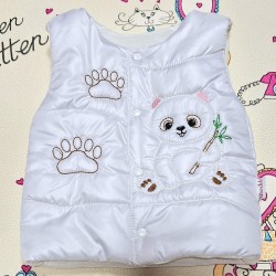 Бебешки шушляков олекотен елек в бяло  Бухалче