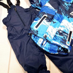 Детски зимен комплект с гащеризон в синьо и бяло