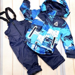 Детски зимен комплект с гащеризон в синьо и бяло