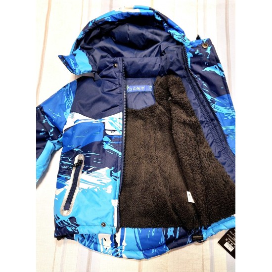 Детски зимен комплект с гащеризон в синьо и бяло