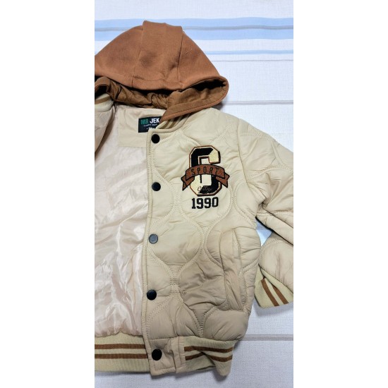 Детско ватирано яке бомбър в бежово с качулка ,,Бостън
