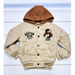 Детско ватирано яке бомбър в бежово с качулка  Бостън