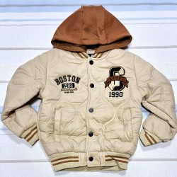 Детско ватирано яке бомбър в бежово с качулка Бостън Детско ватирано яке бомбър в бежово с качулка Бостън