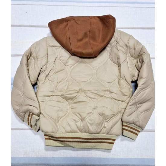 Детско ватирано яке бомбър в бежово с качулка ,,Бостън