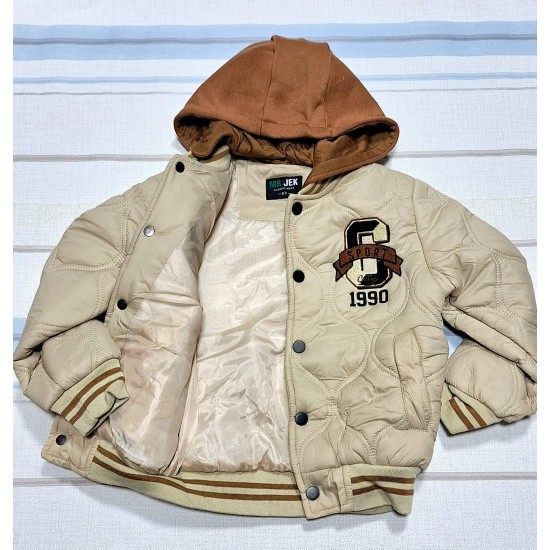 Детско ватирано яке бомбър в бежово с качулка ,,Бостън