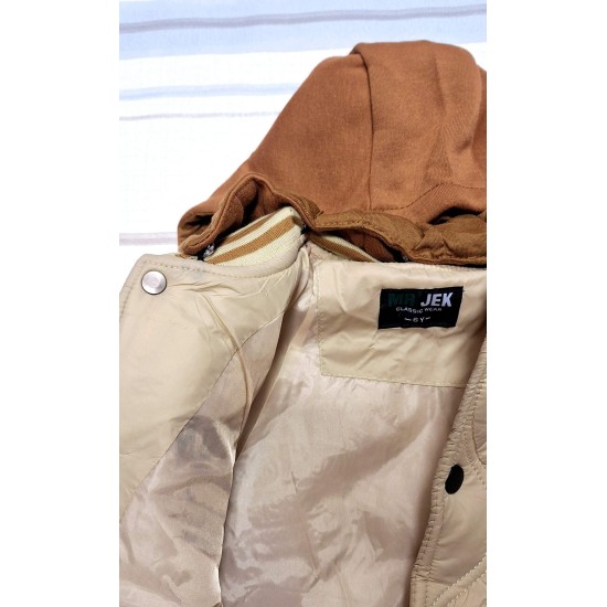 Детско ватирано яке бомбър в бежово с качулка ,,Бостън