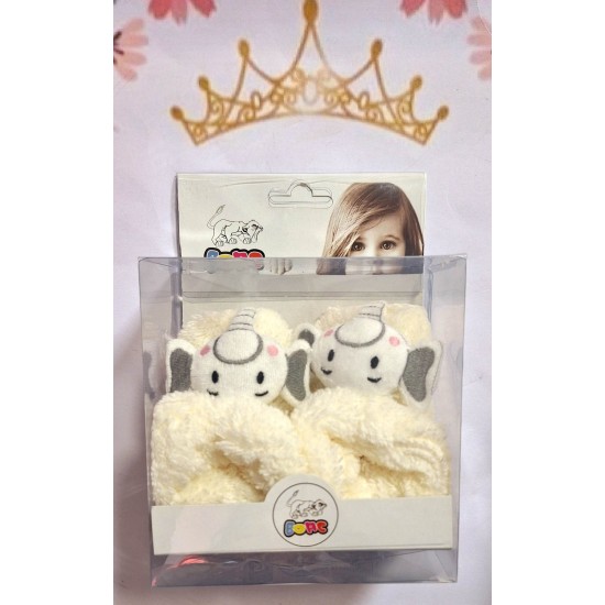 Бебешки пухкави терлички в бяло  Слончета