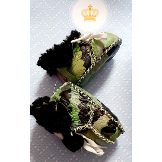 Бебешки зимни обувки от естествена кожа Камуфлаж Бебешки зимни обувки от естествена кожа Камуфлаж