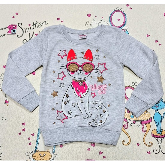 Детска ватирана блуза в сиво ,,COOL CAT
