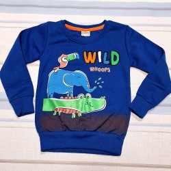 Детска ватирана блуза в тъмносиньо със слонче Детска ватирана блуза в тъмносиньо със слонче