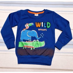 Детска ватирана блуза в тъмносиньо със слонче Детска ватирана блуза в тъмносиньо със слонче