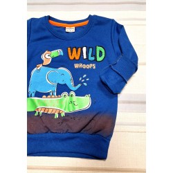 Детска ватирана блуза в тъмносиньо със слонче Детска ватирана блуза в тъмносиньо със слонче