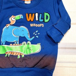 Детска ватирана блуза в тъмносиньо със слонче