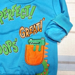 Леко ватирана детска блуза в светло синьо  Кроки