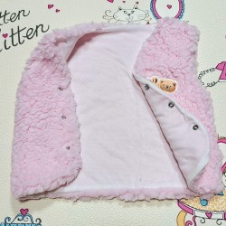 Бебешки пухкав елек в розово  Мече и зайче