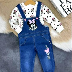 Детски дънков гащеризон с блуза в светло розово ,,Мини Маус Детски дънков гащеризон с блуза в светло розово ,,Мини Маус