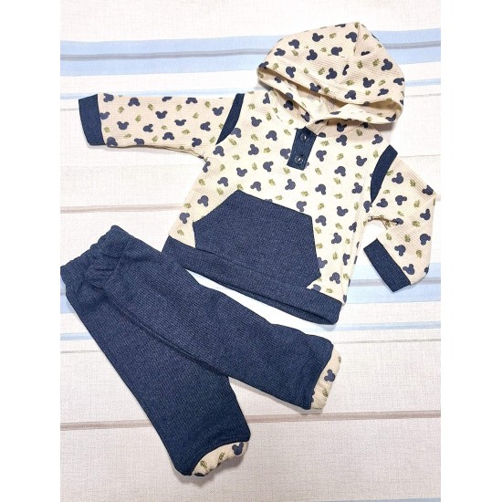 Бебешки комплект с блуза с качулка Мики Бебешки комплект с блуза с качулка Мики