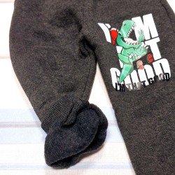 Детско ватирано сиво долнище с динозавър