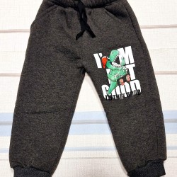 Детско ватирано сиво долнище с динозавър Детско ватирано сиво долнище с динозавър