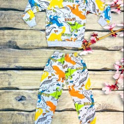 Детска пижама с принт на динозаври