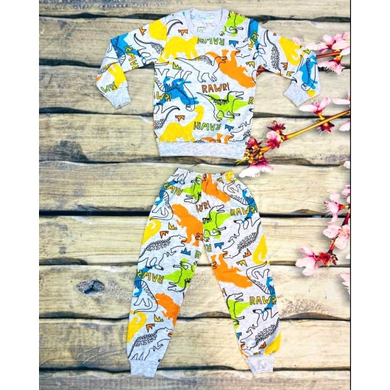 Детска пижама с принт на динозаври