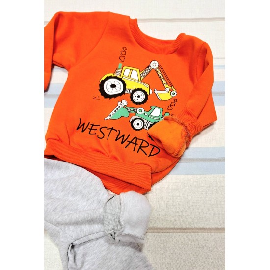 Детски ватиран комплект в оранжево и сиво  Багери