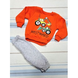 Детски ватиран комплект в оранжево и сиво  Багери