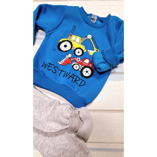 Детски ватиран комплект в синьо и сиво  Багери