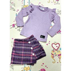 Детски комплект от блуза и пола панталон в лилаво Детски комплект от блуза и пола панталон в лилаво