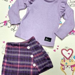 Детски комплект от блуза и пола панталон в лилаво Детски комплект от блуза и пола панталон в лилаво