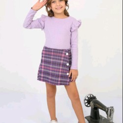 Детски комплект от блуза и пола панталон в лилаво Детски комплект от блуза и пола панталон в лилаво