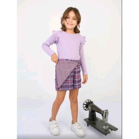 Детски комплект от блуза и пола панталон в лилаво