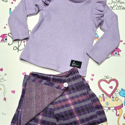 Детски комплект от блуза и пола панталон в лилаво