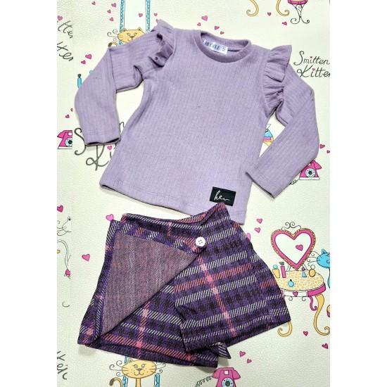 Детски комплект от блуза и пола панталон в лилаво