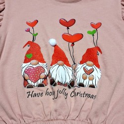 Детска леко ватирана блуза с джуджета в тъмно розово