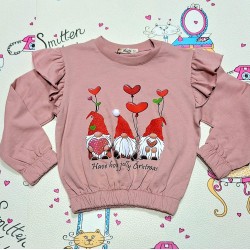 Детска леко ватирана блуза с джуджета в тъмно розово Детска леко ватирана блуза с джуджета в тъмно розово