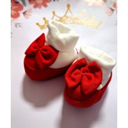 Бебешки червени терлички с панделка