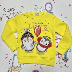 Детска ватирана блуза в жълто с пингвини Детска ватирана блуза в жълто с пингвини