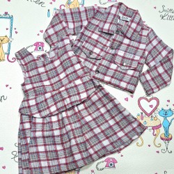 Детска мекичка рокля с яке/сако в розово каре