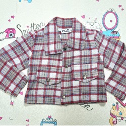 Детска мекичка рокля с яке/сако в розово каре Детска мекичка рокля с яке/сако в розово каре