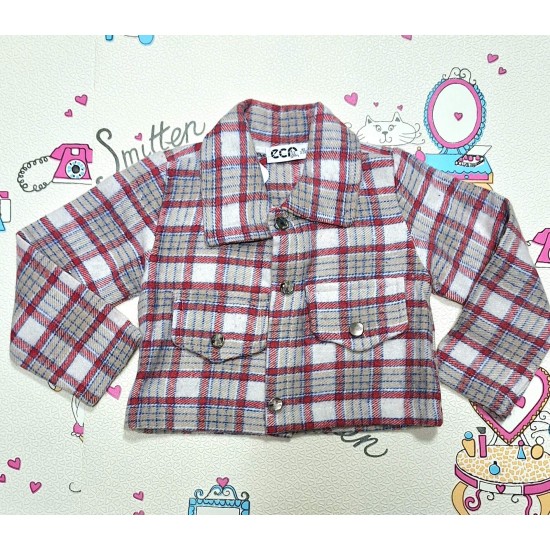 Детска мекичка рокля с яке/сако в розово каре