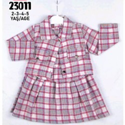 Детска мекичка рокля с яке/сако в розово каре